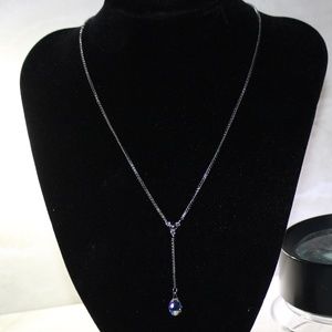Swarovski Silver and Crystal Drop Necklace 15"